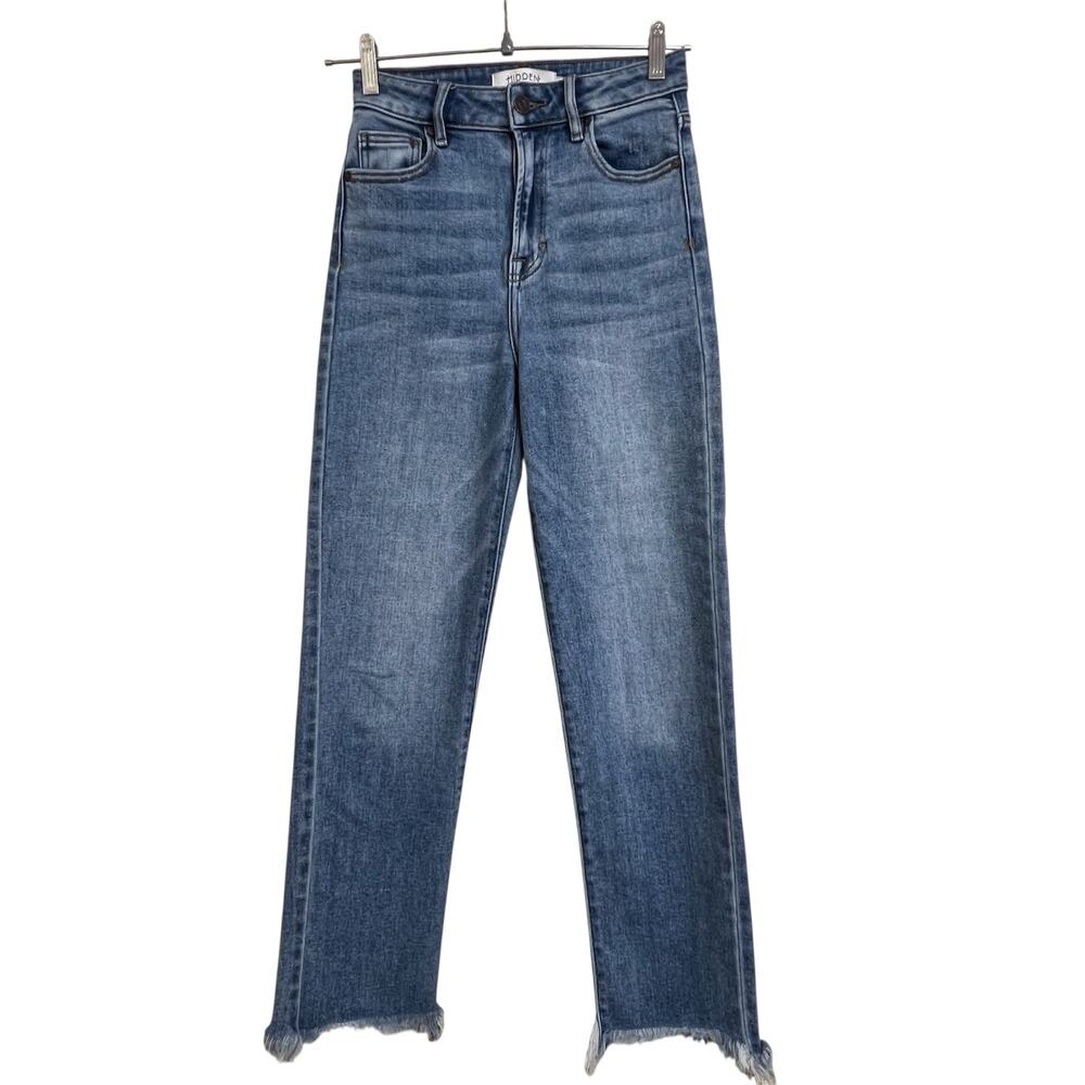 Hidden Jeans Womens 24 High Rise Straight Raw Hem Stretch Denim